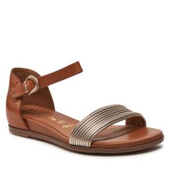 Sandały Tamaris. Brązowe klapki damskie Tamaris, bez wzorów, bez obcasa, na płaskiej podeszwie, bez zapięcia. Za 249.99 zł.