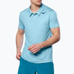 Koszulka polo tenisowa męska Mizuno Charge Shadow Polo. Niebieskie koszulki sportowe męskie Mizuno, m, bez wzorów, bez kołnierzyka, bez ramiączek, tenisowe. Za 249.99 zł.