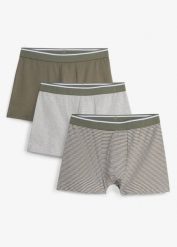 Bokserki o dopasowanym kroju (3 pary). Zielone bokserki męskie bonprix, m, bez wzorów. Za 38.97 zł.