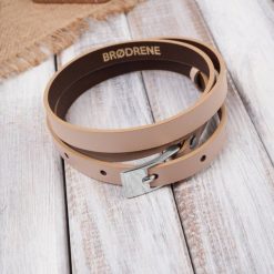 Pasek Skórzany Damski OPD-27 Brødrene Beżowy 105 cm. Brązowe paski damskie bez wzorów, z materiału, biznesowe. Za 43.99 zł.