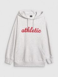 4F Bluza dresowa loose z kapturem damska - szara XS. Szare bluzy damskie 4f, xs, bez wzorów, z bawełny, z kapturem. Za 179.99 zł.