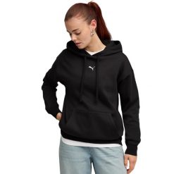 Bluza damska Puma ESS Centered Cat Logo Relaxed Hoodie. Czarne bluzy damskie Puma, bez wzorów, z bawełny, bez kaptura, na fitness i siłownię. Za 168.99 zł.