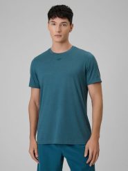 4F Koszulka treningowa regular szybkoschnąca męska - zielona XXL. Zielone koszulki sportowe męskie 4f, m, bez wzorów, ze skóry, bez kołnierzyka, bez ramiączek, na fitness i siłownię. Za 99.99 zł.