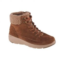 Buty do chodzenia damskie Skechers Glacial Ultra Woodlands. Brązowe obuwie sportowe damskie Skechers, bez wzorów, z materiału, trekkingowe. Za 351.00 zł.