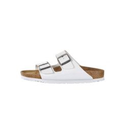 Klapki damskie Birkenstock Arizona Bf. Białe klapki damskie Birkenstock, bez wzorów, z materiału, bez obcasa. Za 501.00 zł.
