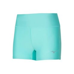 Mizuno Impulse Core krótkie rajstopy damskie. Niebieskie legginsy damskie Mizuno, bez wzorów, krótkie, do biegania. Za 385.99 zł.