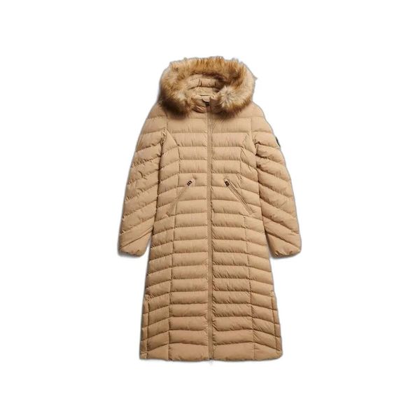 Damska długa kurtka Superdry Fuji. Brązowe kurtki damskie Superdry., na zimę, xs, bez wzorów, z kapturem. Za 638.65 zł.