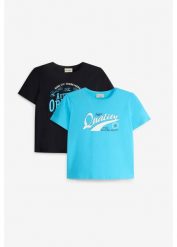 T-shirt z czystej bawełny organicznej (2 szt.). Niebieskie t-shirty dla chłopców bonprix, bez wzorów, z bawełny, bez ramiączek. Za 69.99 zł.