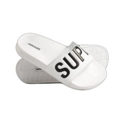 Klapki damskie Superdry Core. Białe klapki damskie Superdry., bez wzorów, z materiału, eleganckie, bez obcasa. Za 147.00 zł.