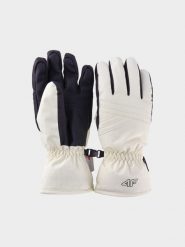 4F Rękawice narciarskie Thinsulate damskie - beżowe L. Brązowe rękawiczki damskie 4f, na zimę, bez wzorów, z dzianiny, sportowe. Za 149.99 zł.