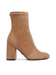 Nine West Botki CEO-C6031-1 Beżowy. Brązowe botki damskie Nine West, z materiału, bez obcasa, na słupku, bez zapięcia. Za 279.99 zł.