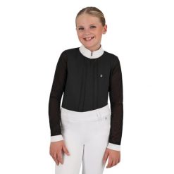Dziewczęca konkursowa koszulka polo QHP Sennah. Czarne bluzki dla dziewczynek QHP, bez wzorów, bez ramiączek. Za 218.50 zł.