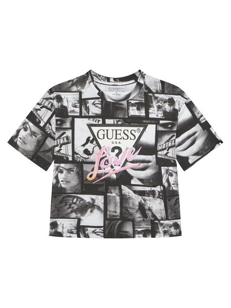 Guess T-Shirt J5YI07 K6YW4 Czarny Regular Fit. Czarne t-shirty i topy dla dziewczynek Guess, z aplikacjami, z bawełny, bez ramiączek. Za 79.99 zł.