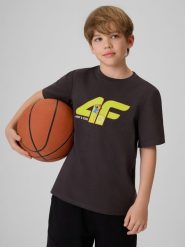4F T-shirt regular z nadrukiem chłopięcy - szary 146 (10-11 lat). Szare t-shirty dla chłopców 4f, bez wzorów, z bawełny, bez ramiączek. Za 49.99 zł.