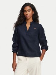Beverly Hills Polo Club Bluzka P-SS26W-OLYMPIA Granatowy Regular Fit. Niebieskie bluzki damskie Beverly Hills Polo Club, xs, bez wzorów, ze lnu, bez kołnierzyka, bez ramiączek. Za 199.99 zł.