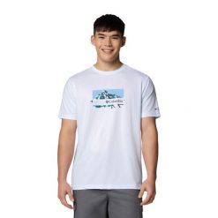 Koszulka męska Columbia Ice Lake II SS Tee. Białe koszulki sportowe męskie Columbia, m, bez wzorów, bez kołnierzyka, bez ramiączek, trekkingowe. Za 179.99 zł.