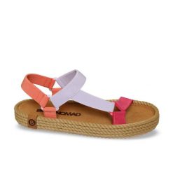 Sandały damskie plażowe MIAMI. Czerwone sandały damskie Aulp, bez wzorów, z jeansu, bez obcasa, na płaskiej podeszwie, bez zapięcia. Za 259.99 zł.
