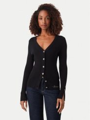 Guess Kardigan W6YR11 Z0950 Czarny Slim Fit. Czarne kardigany damskie Guess, xs, z aplikacjami, z wiskozy, bez kołnierzyka, bez ramiączek, bez kaptura. Za 394.99 zł.