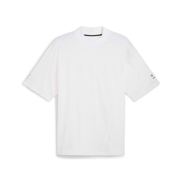 T-shirt z grafiką samochodu Puma BMW MMS. Białe t-shirty męskie Puma, l, bez wzorów, z materiału, eleganckie, bez kołnierzyka. Za 233.50 zł.