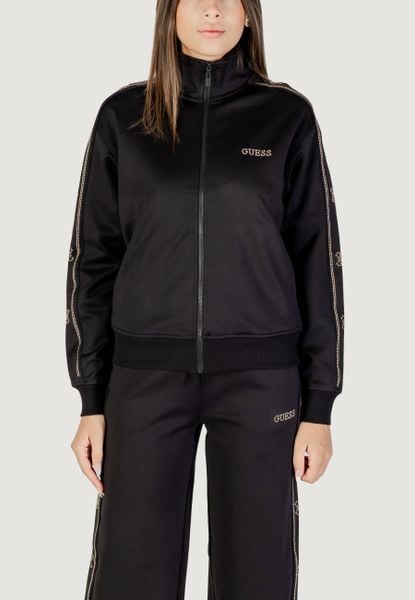 Bluza Kobieta GUESS ACTIVE OCTAVIA HIGH NECK FULL-ZIP SWE. Czarne bluzy damskie Guess Active, s, z aplikacjami, z lycry, bez kaptura. Za 463.95 zł.