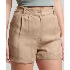 Spodenki turystyczne damskie Superdry Studios Cupro. Brązowe szorty damskie Superdry., xs, bez wzorów, z wiskozy. Za 155.00 zł.