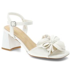 Sandały damskie Vinceza, cholewka ze skóry ekologicznej odkryty przód elegancki fason na stabilnym obcasie, białe, 20283. Białe klapki damskie VINCEZA, bez wzorów, ze skóry ekologicznej, eleganckie, bez obcasa, na obcasie. Za 139.00 zł.
