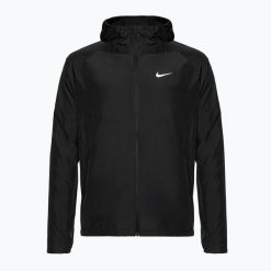 Kurtka do biegania męska Nike Repel Miler. Czarne kurtki męskie Nike, m, bez wzorów, sportowe, z kapturem. Za 319.99 zł.