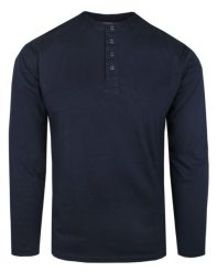 Koszulka z Dł. Rękawem, Dekolt na Guziki - Pako Jeans - Granatowa. Niebieskie bluzki z długim rękawem męskie Pako Jeans, m, bez wzorów, z bawełny, casualowe, bez kołnierzyka. Za 129.00 zł.