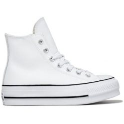 Buty sportowe damskie Converse Chuck Taylor All Star Lift Leather High. Białe obuwie sportowe damskie Converse, bez wzorów, ze skóry. Za 590.00 zł.