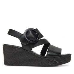 Sandały Gabor. Czarne sandały damskie Gabor, bez wzorów, bez obcasa, na koturnie, bez zapięcia. Za 429.99 zł.
