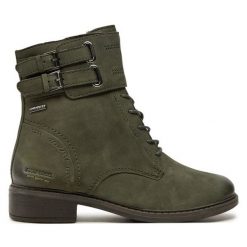 Botki Josef Seibel. Zielone botki damskie Josef Seibel, bez obcasa, na płaskiej podeszwie, bez zapięcia. Za 489.99 zł.