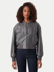 Guess Jeans Kurtka bomber W6YL01 W2525 Szary Regular Fit. Szare kurtki damskie Guess Jeans, xl, z aplikacjami, z jeansu, bez kaptura. Za 649.99 zł.