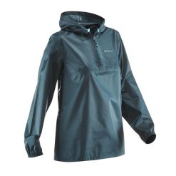 Kurtka turystyczna damska Quechua Raincut wodoodporna suwak pod szyją. Niebieskie kurtki damskie QUECHUA, l, bez wzorów, z materiału, bez kaptura. Za 54.99 zł.