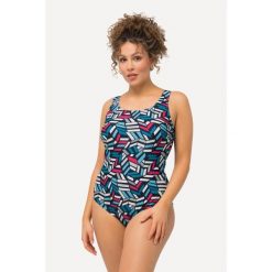 Damskie Kostium kąpielowy graficzny nadruk bez miękkich miseczek okrągły dekolt. Niebieskie kostiumy jednoczęściowe damskie Ulla Popken, plus size, bez wzorów, z elastanu, sportowe, plus size. Za 199.99 zł.