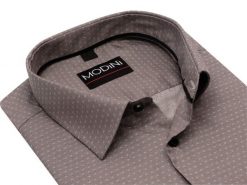 Szara koszula męska Modini w biały wzorek DD14. Białe koszule męskie Modini Moda Męska, m, bez wzorów, z bawełny, casualowe, bez kołnierzyka, bez ramiączek. W wyprzedaży za 179.10 zł.