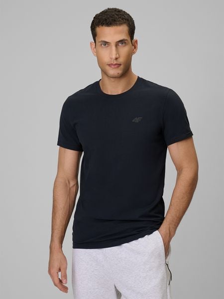 4F T-shirt slim gładki męski - granatowy XL. Niebieskie t-shirty męskie 4f, m, bez wzorów, z bawełny, bez kołnierzyka. Za 59.99 zł.
