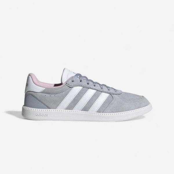 Sneakersy damskie ADIDAS Breaknet Sleek. Szare obuwie sportowe damskie Adidas, bez wzorów, z kauczuku, trekkingowe. Za 199.99 zł.