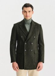 PAKO LORENTE – Zielony wełniany płaszcz męski. Zielone płaszcze męskie Pako Lorente, na jesień, m, bez wzorów, z poliesteru, bez kaptura. Za 1,299.99 zł.