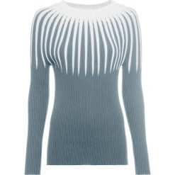 Sweter dzianinowy w paski bonprix srebrnoszaro-biały. Białe swetry damskie bonprix, z dzianiny, ze stójką. Za 119.99 zł.