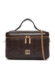Calvin Klein Torebka Quilted Beauty Case On Chain LV04F1123G Brązowy ciemny. Brązowe torebki do ręki damskie Calvin Klein, bez wzorów, ze skóry, bez dodatków. Za 489.99 zł.