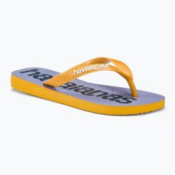 Japonki Havaianas Top Logomania 2. Fioletowe klapki damskie Havaianas, bez wzorów, sportowe, bez obcasa. Za 119.99 zł.
