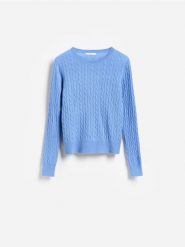 Sweter z wełną merino - niebieski. Niebieskie swetry damskie Reserved, l, bez wzorów, z dzianiny, bez kołnierzyka, bez ramiączek, bez kaptura. Za 179.99 zł.