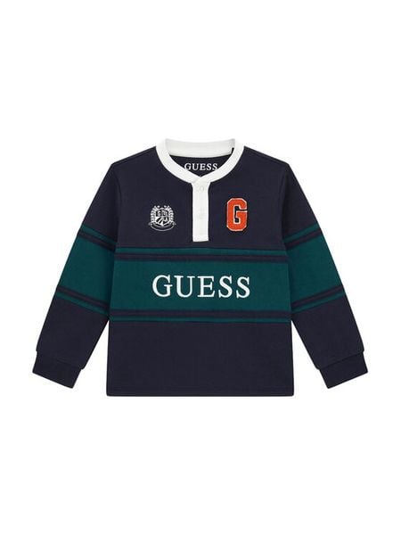 Guess Bluzka N6YI16 6K4432 Granatowy Regular Fit. Niebieskie koszule dla chłopców Guess, z aplikacjami, bez kołnierzyka, bez ramiączek. Za 134.99 zł.