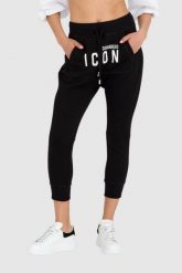 DSQUARED2 Czarne spodnie dresowe damskie z kieszenią na przodzie i logo icon, Rozmiar L. Czarne spodnie dresowe damskie Dsquared2, l, bez wzorów, z dresówki. W wyprzedaży za 999.99 zł.