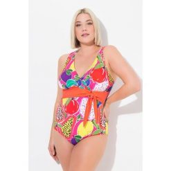 Damski Strój kąpielowy owoce kopertowy styl miękkie miseczki. Czerwone kostiumy jednoczęściowe damskie Ulla Popken, l, bez wzorów, z elastanu, sportowe, plus size, do pływania. Za 244.99 zł.