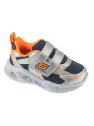 Skechers Sneakersy S-Lights: Meteor-Lights - Glow Spike 401498N/SLOR Srebrny. Szare buty sportowe chłopięce Skechers, bez wzorów, ze skóry, bez zapięcia. Za 137.99 zł.