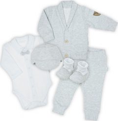 NICOL Komplet zestaw do chrztu dla chłopca Nicol Mix body,spodnie,bluza,czapka 62. Bluzy dla chłopców NICOL, bez wzorów, z dresówki, bez ramiączek, bez kaptura. Za 159.99 zł.