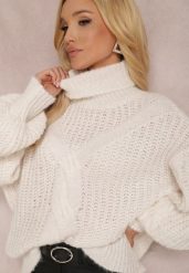Jasnobeżowy Golf Z Wełną Adonyah. Brązowe swetry damskie Renee, z aplikacjami, z wełny, bez kołnierzyka, bez ramiączek, długie, bez kaptura. Za 159.99 zł.