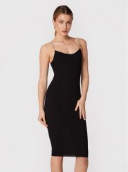 Elisabetta Franchi Sukienka koktajlowa AM-78S-27E2-V360 Czarny Slim Fit. Czarne sukienki damskie Elisabetta Franchi, s, bez wzorów, z wiskozy, wizytowe, bez kołnierzyka, bez ramiączek. Za 1,769.00 zł.