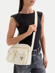 Guess Jeans Torebka CWBEO-GUESS-XC-002-09 Écru. Listonoszki damskie Guess Jeans, z aplikacjami, z jeansu, bez dodatków. Za 199.99 zł.